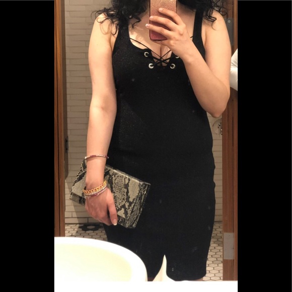 Zara Black shimmery lace up mini dress - Picture 7 of 11